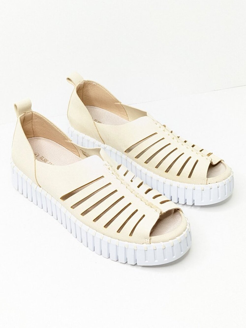 Isle Jacobsen Tulip Open Toe Slip-On Shoes Cream Womens 41 EU (US 11)